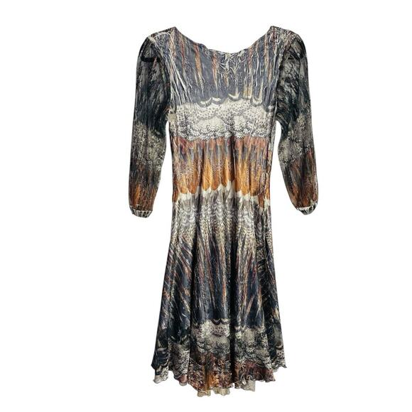 Komarov Fairy Goth Dress Womens L Moody Crinkle Lace Neck Witchy Romantic - Picture 2 of 9